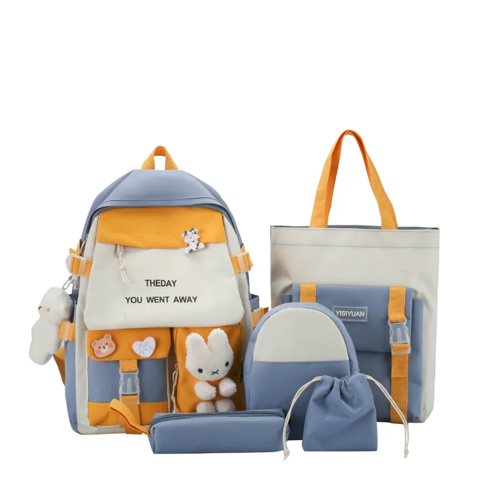 Sac à Dos Multifonctionnel Kawaii Grand Volume Imperméable et Résistant 5Pcs Mauve SACKDS25MV - حقيبة ظهر بعدة قطع بتصميم كاوايي