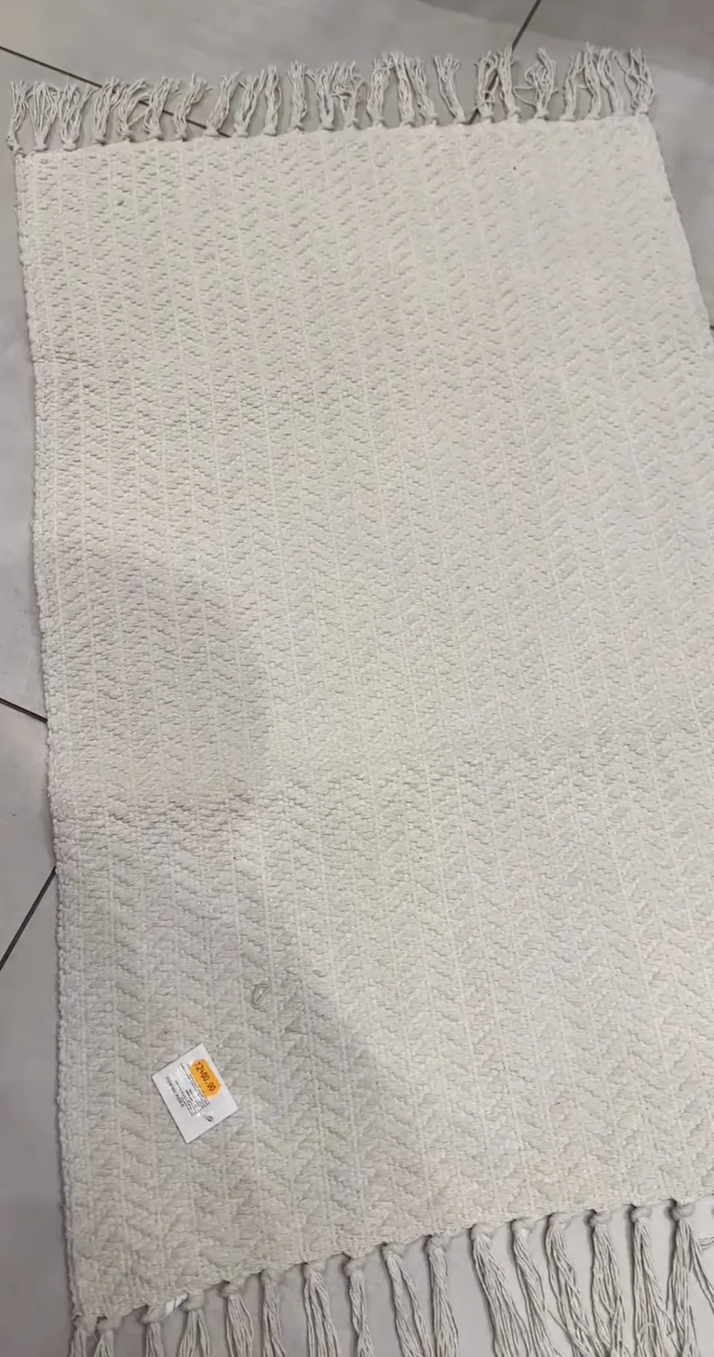 🏠 TAPIS HERRINGBONE BLANC CRÈME 90cm/60cm