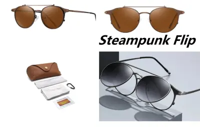 lunettes unisex steampunk flip