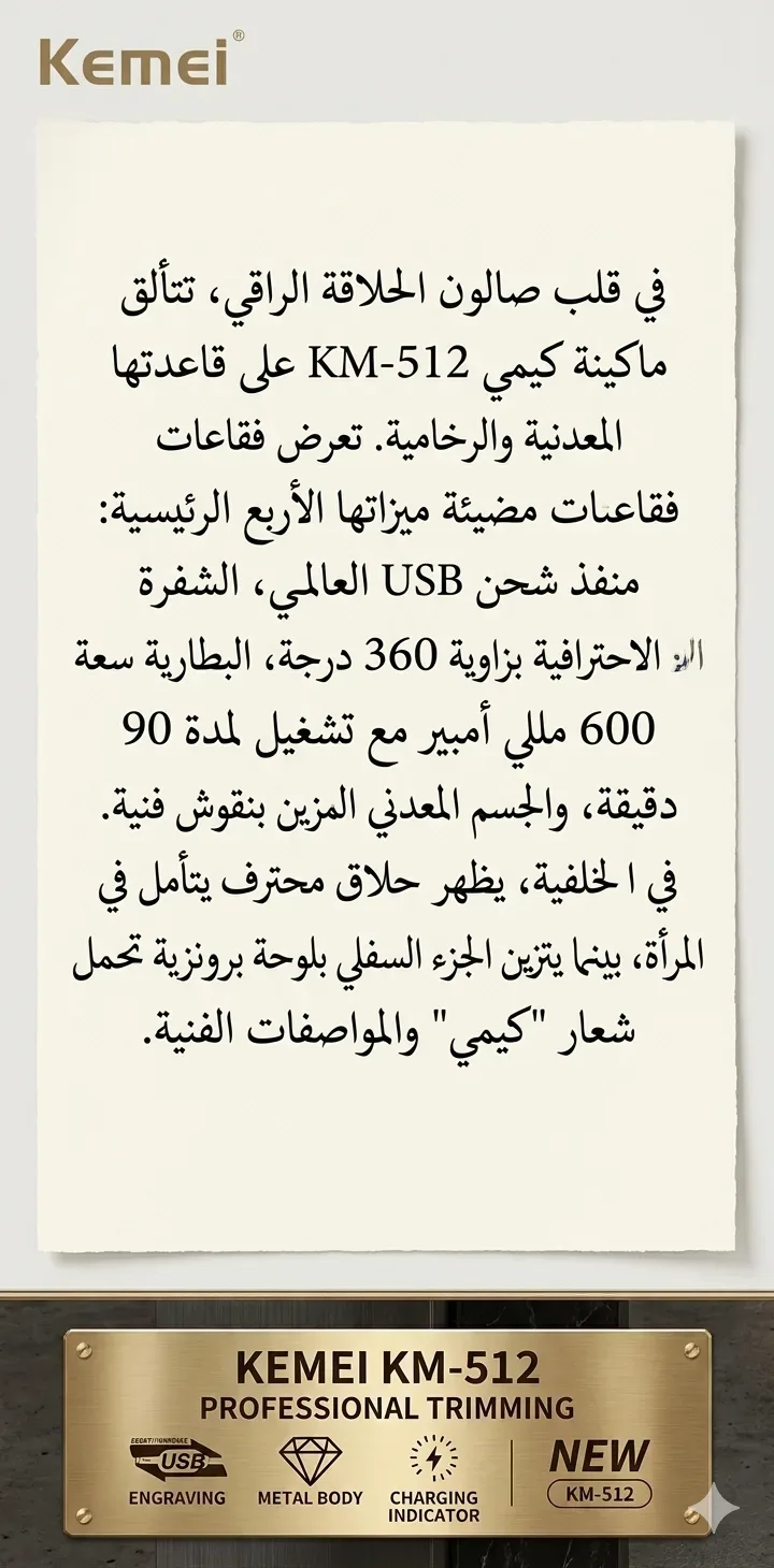 آلة الحلاقة الاحترافية "Kemei KM-512"