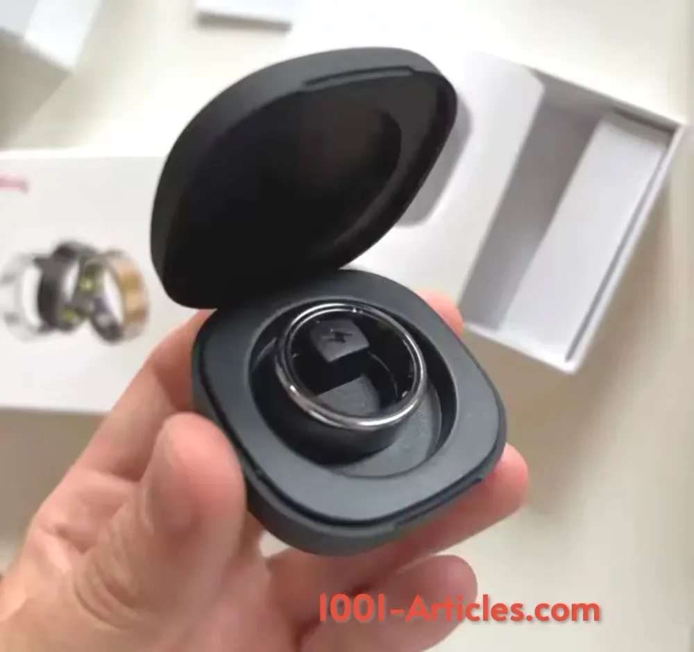 Smart Ring R09, Etui de Chargement, Etanche 5ATM, Noir.