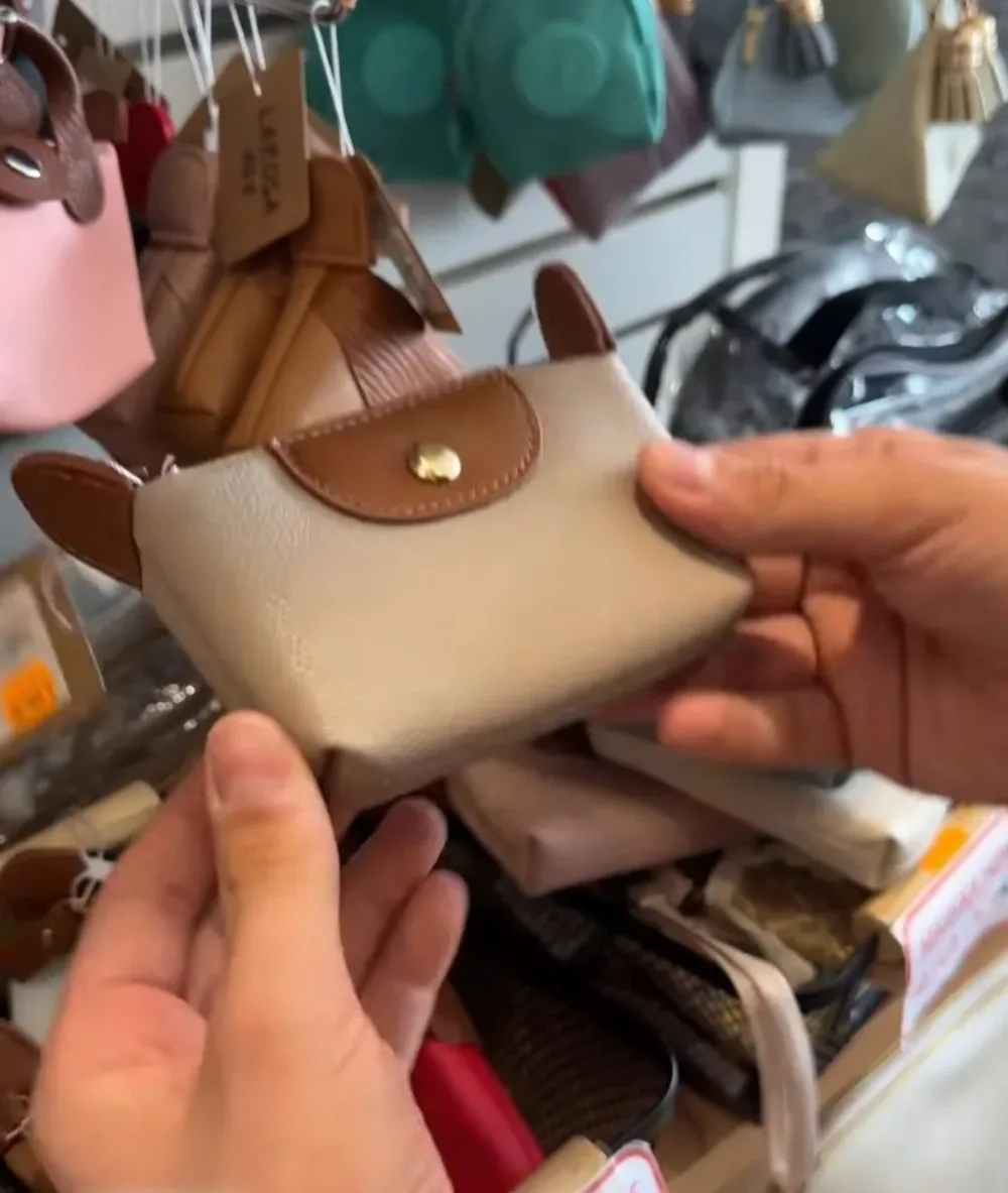Mini porte-monnaie bicolore en cuir