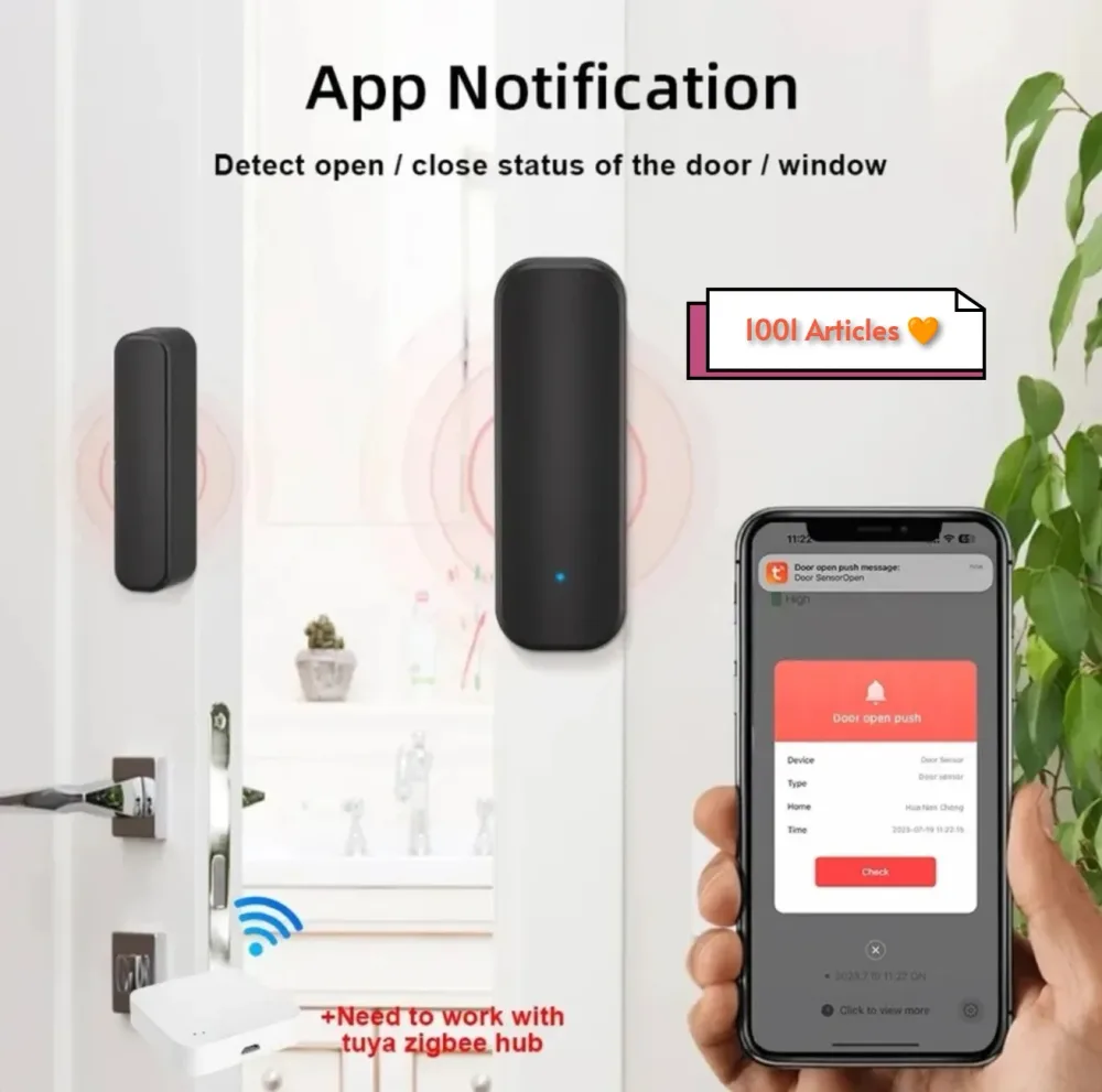 Capteur Intelligent Connecté Tuya Smart- Ouverture Porte / Fenêtre - Bat AAA