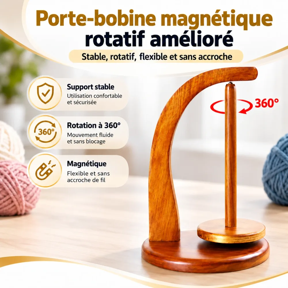 Porte Bobine a Laine Rotatif Magnétique