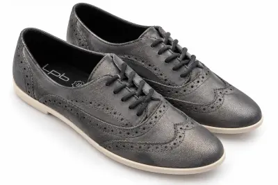 Chaussures Femme LPB – Gris Foncé – Richelieu à Lacets – Détails Brogués