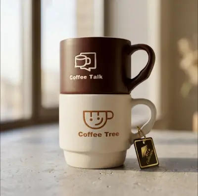 Mugs en Céramique Empilables – Collection "Coffee Talk" & "Coffee Tree"