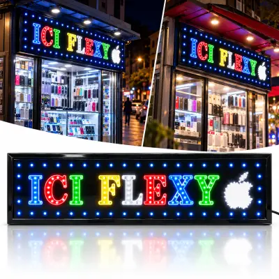 Plaque Lumineuse LED ICI FLEXY 100×25 cm - لافتة إشهارية مضيئة للمحلات والكيوسك