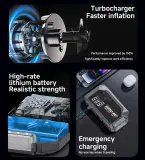 Booster Batterie et Compresseur d'Air Intelligent 12V avec Écran LCD CTC-936T - مقلع بطارية السيارة وجهاز الطوارئ المتكامل 2 في 1 مع مضخة هواء ذكية وشاشة رقمية