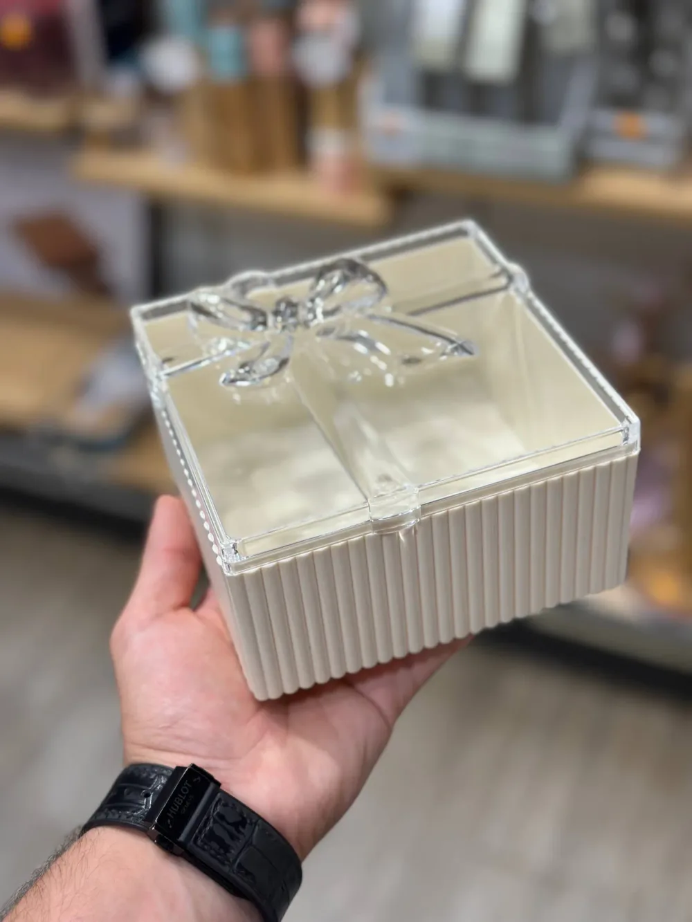 🎁 Boîte de Rangement "Cadeau" en Plastique Effet Cristal