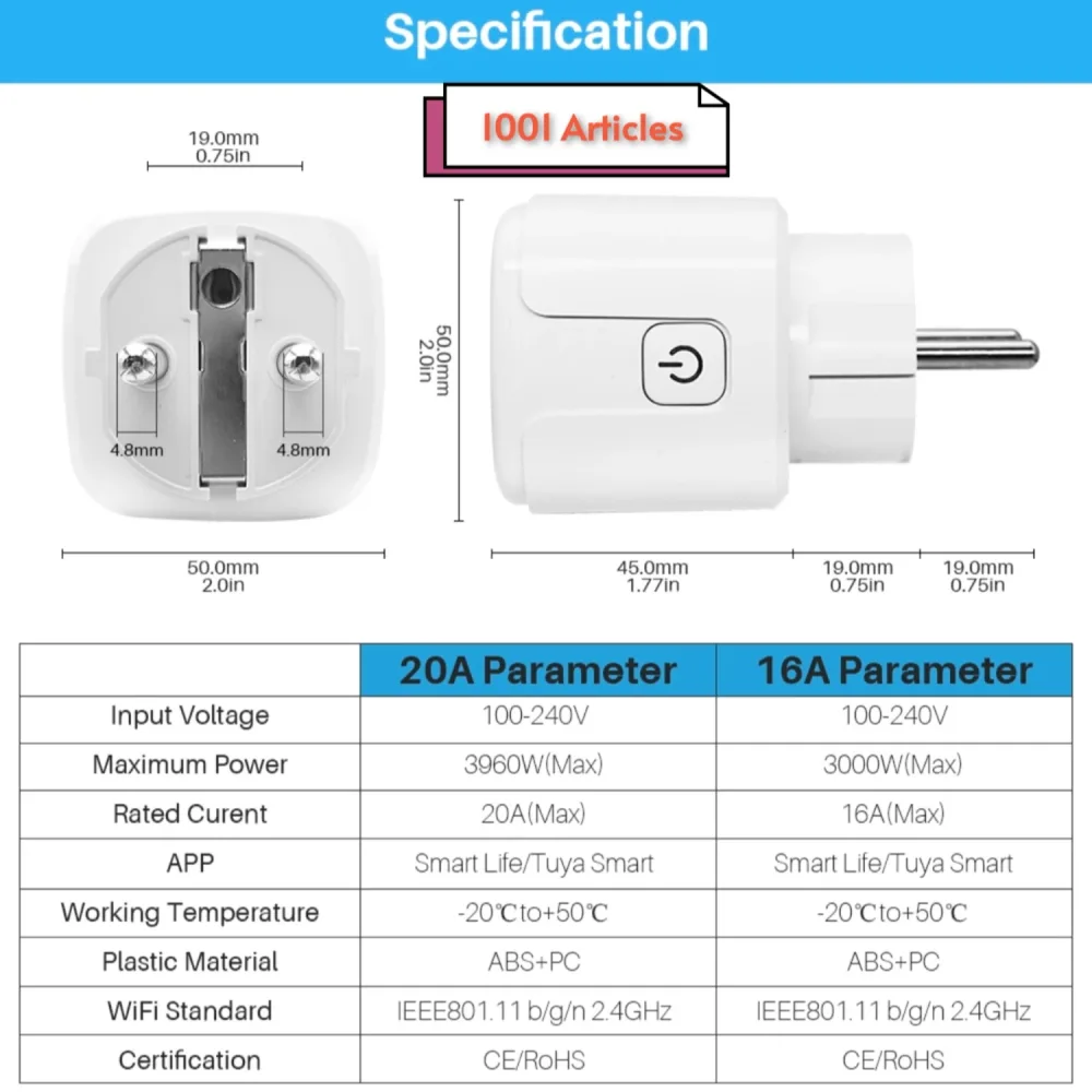 Prise connectée Smart Tuya WIFI / Zigbee Socket
