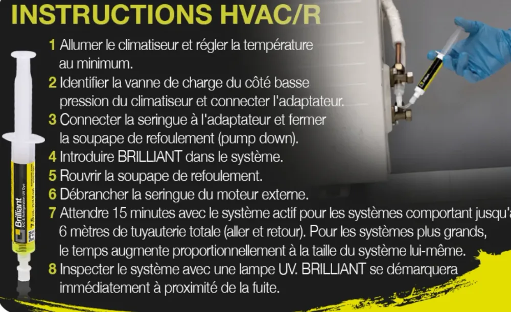 TRACE BRLLIANT VERTE ULTRA VIOLET DETECTEUR OF REFRIGERANT 6 PCS *7.5ML