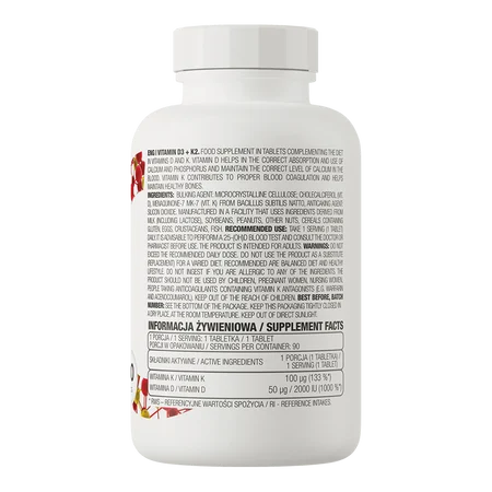 Vitamine D3 + K2 90 comprimés