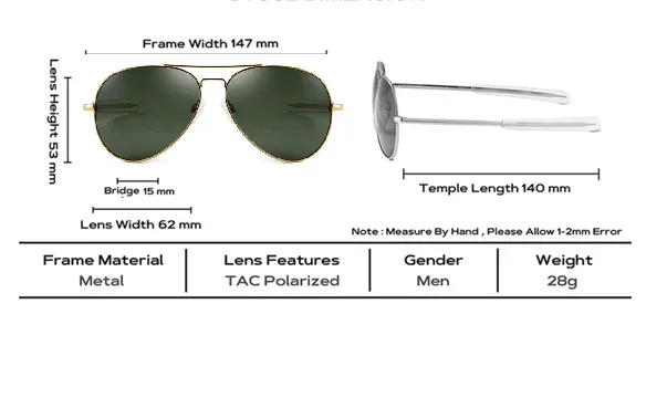 Lunettes de soleil aviateur polarisées jackjad