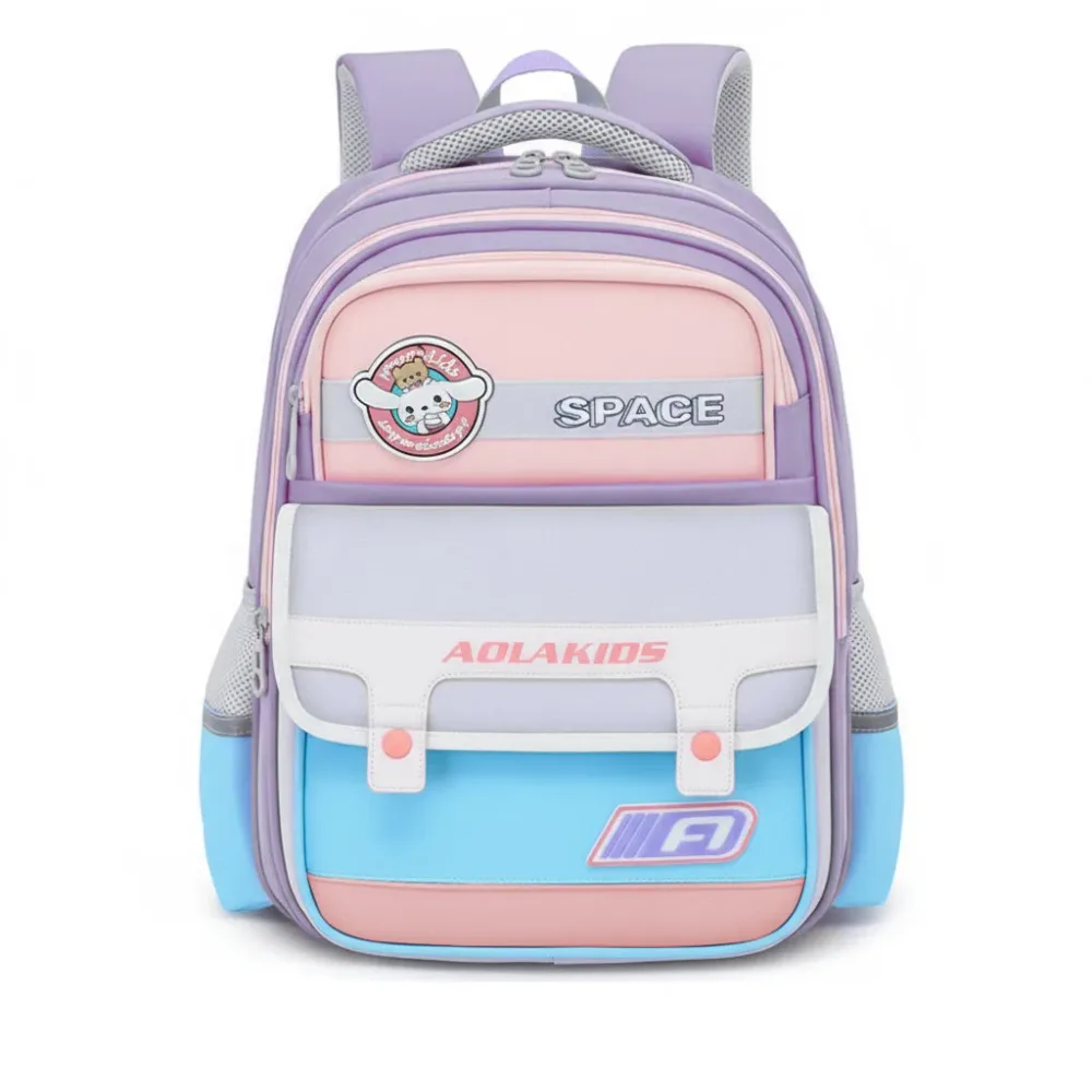 Sac à Dos Enfant Space Design Ludique Multi-Poches Rose – حقيبة مدرسية للأطفال لون وردي