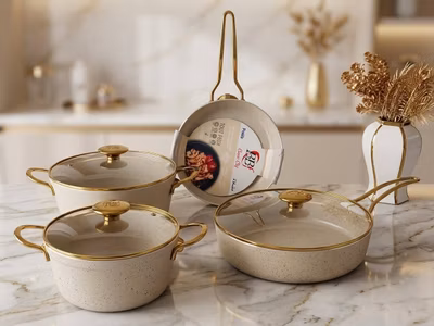 طقم أواني الجرانيت الاحترافي 7 قطع من - Pack 7 pcs BBF Cuisine Chef