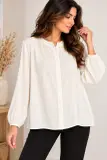 Blouse Femme Zara Blanc Cassé à Col Rond – Taille XXL