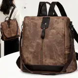 Sac à Dos Femme Antivol en Tissu Vintage avec Fermeture Arrière SACKDS39GR - حقيبة ظهر نسائية كاجوال متعددة الاستخدامات
