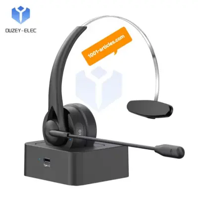 Casque sans fil Bluetooth avec Microphone réglable pour centre d'appels.