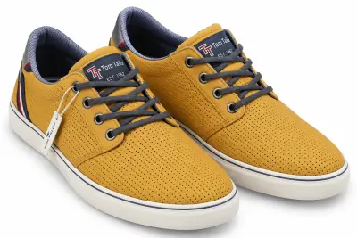 Sneakers Homme Tom Tailor en Tissu Jaune Moutarde à Lacets