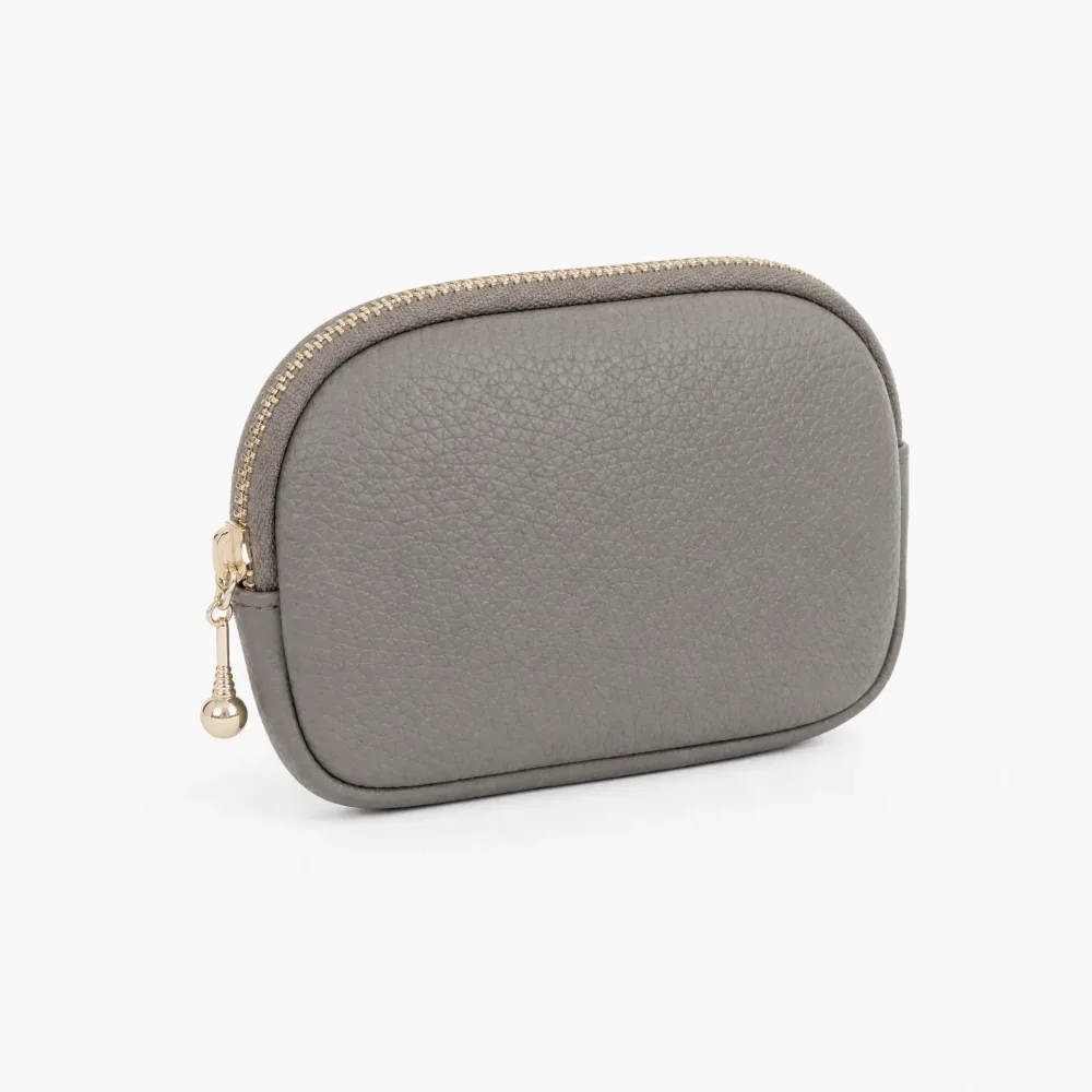 👛 Porte-Monnaie Cuir Grainé – Zip Doré