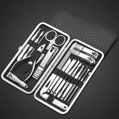 Ensemble de pédicure coupe-ongles 16 pièces avec ciseaux pince à épiler outils de manucure professionnels