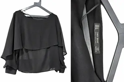Blouse Femme Zara Basic Collection Noire – Taille S