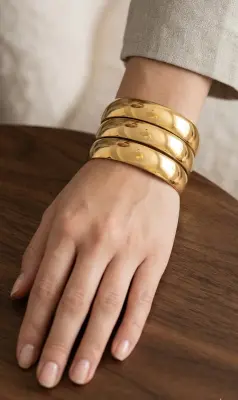 Bracelet 3 piece Acier inoxydable أساور ذهبية فخمة
