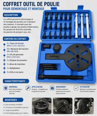 COFFRET EXTRAXTEUR DE POULIES 28PCS