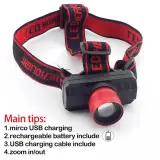 Lampe Frontale 3 Modes Rechargeable – مصباح تخييم عالي السطوع