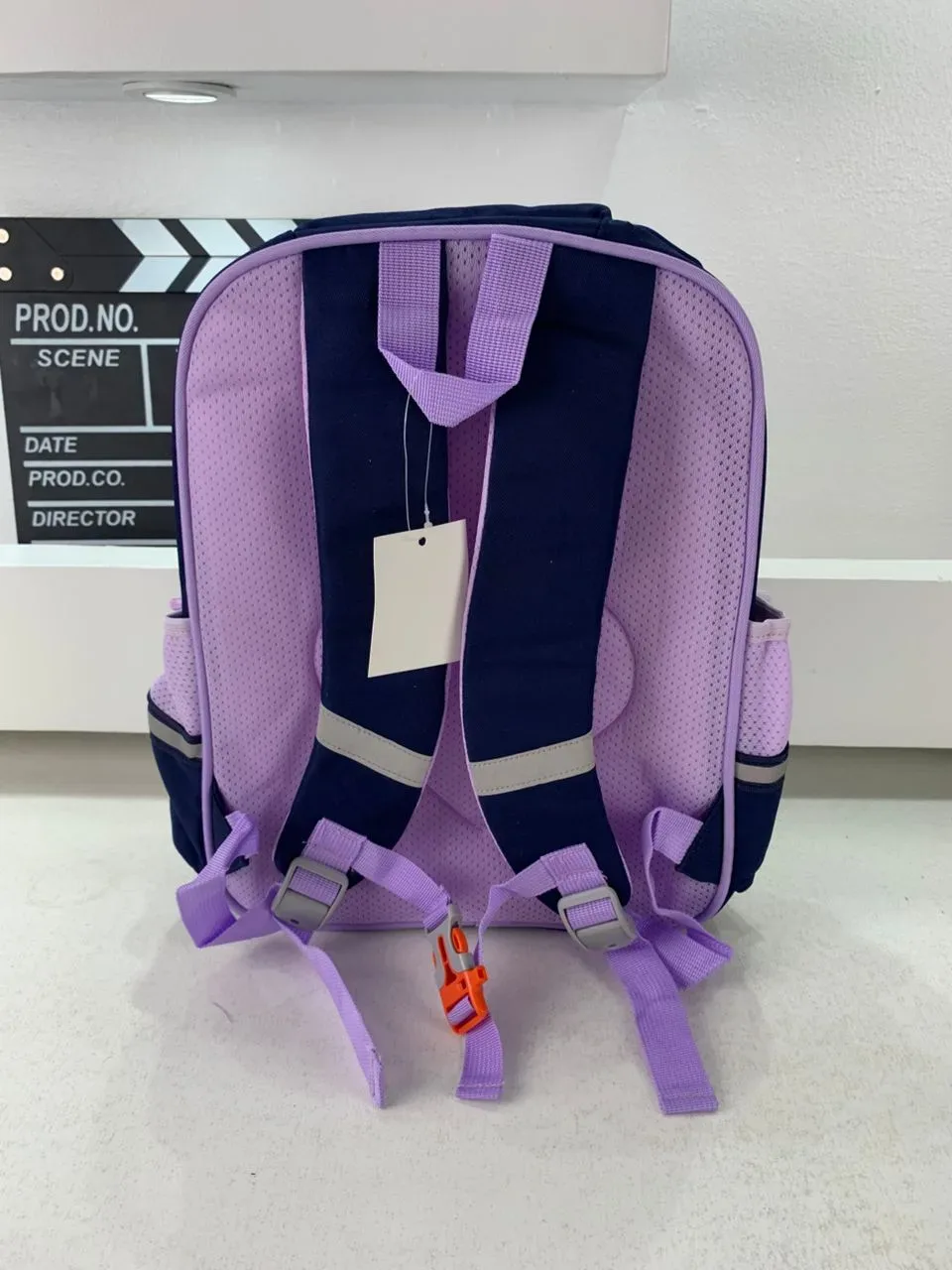 Sac à Dos Enfant Ludique avec Plusieurs Compartiment et un Peluche LM-5122 Bleu Nuit et Mauve – حقيبة ظهر للأطفال أزرق ليلي وبنفسجي