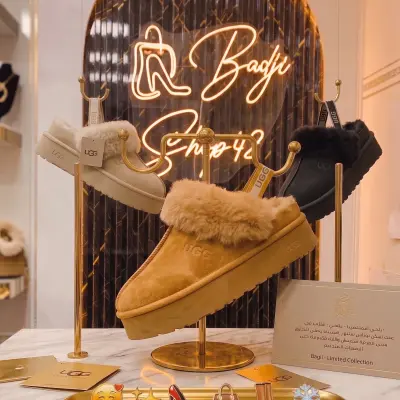 🥿 سليبر شتوي بلاتفورم مبطن بالفرو الفاخر (طراز UGG Tazz Style) ❄️👢