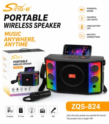 ZQS-824 Nouveau produit, enceintes basses 2 en 1, enceinte portable sans fil, double enceinte, lumière LED RGB, Bluetooth avec effet RGB