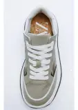 Sneakers Femme Zara Vert Sauge et Beige à Lacets – Semelle Blanche
