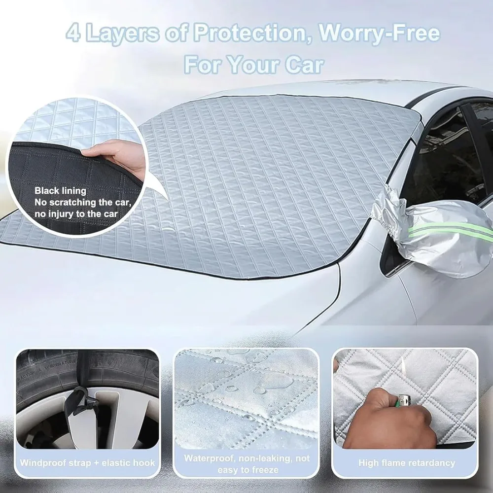 Couverture de Pare-brise Magnetique pour Voiture Toute Saison - غطاء الزجاج الأمامي للسيارة متعدد الفصول