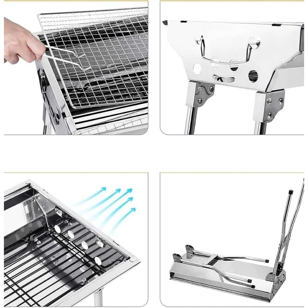 Barbecue Pliable en Acier Inoxydable pour Camping – شواية محمولة
