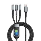 Câble 3-en-1 Charge Rapide avec Affichage LED – Type-C, Lightning & Micro USB