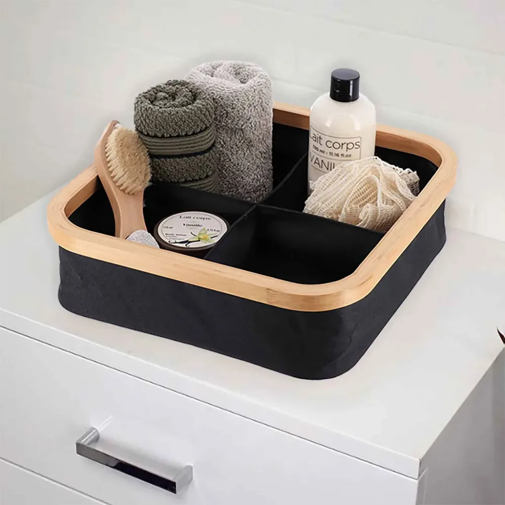 Panier de rangement pour salle de bain en feutre tissé 4 compartiments – سلة تنظيم الأغراض في الحمام