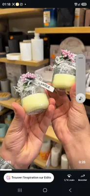 Mini Bougie "Candle" Décorée – Bocal Fleurs Séchées & Tulle