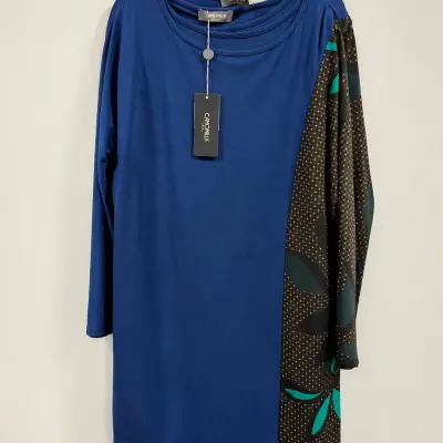 Camomilla Italia – Tunique bleue à manches longues et empiècement imprimé