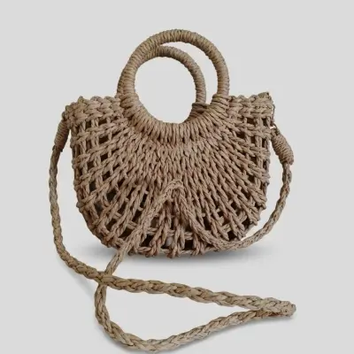 Sac Panier en Paille Tressée – Style Bohème
