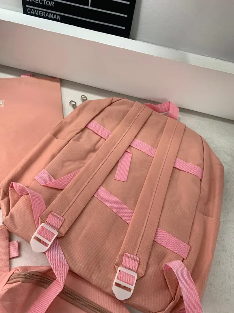 Ensemble de sacs d’école Kawai pour adolescents 4Pcs V3 CLBD Rose – محفظة 4 قطع كاواي وردي
