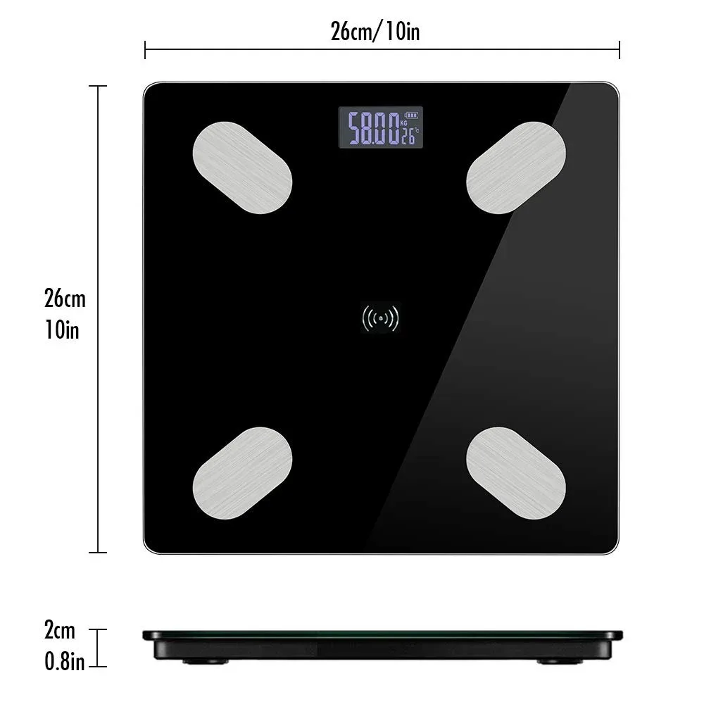 ميزان الجسم الذكي (Smart Scale) عالي الدقة – متابعة الوزن والبيانات الصحية عبر الهاتف (يتحمل حتى 180 كغ)