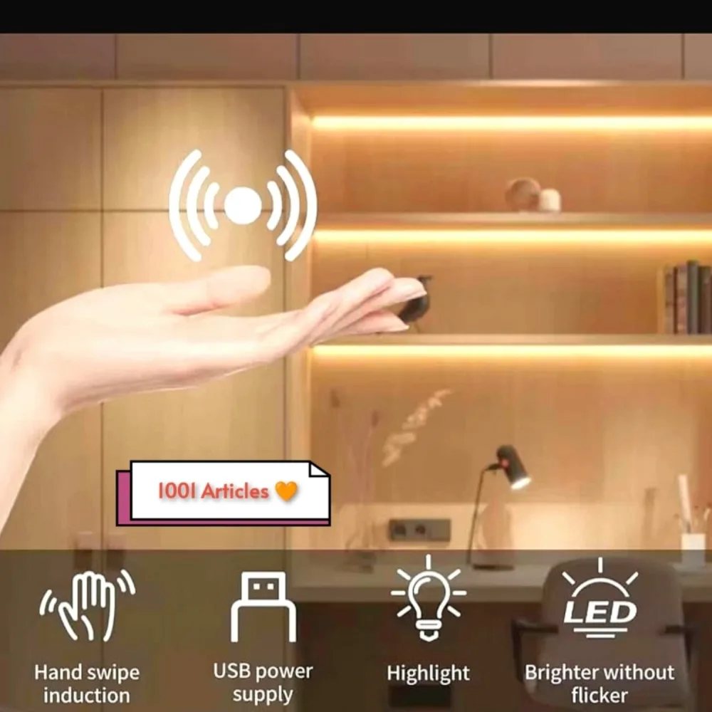 Ruban LED, bande lumineuse avec capteur de mouvement, induction, lumière chaude, USB