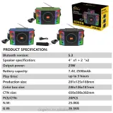ZQS-824 Nouveau produit, enceintes basses 2 en 1, enceinte portable sans fil, double enceinte, lumière LED RGB, Bluetooth avec effet RGB