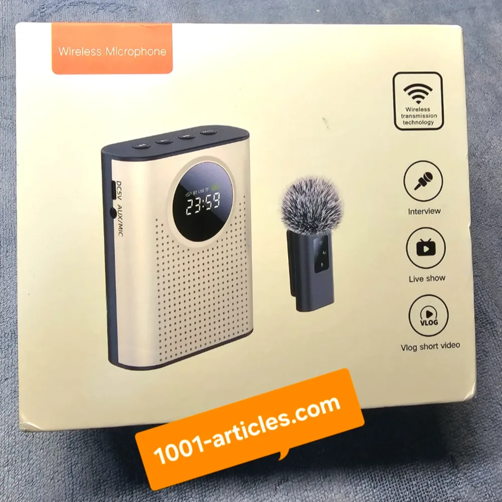 Amplificateur Vocal Pro sans fil, Mic omnidirectionnel Lavalier, affichage LED.