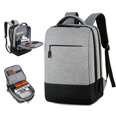Sac à Dos Ordinateur Portable Multifonctionnel avec Port de Charge USB Grand Volume SACHM07GR - حقيبة ظهر متعددة الاستخدامات للكمبيوتر المحمول والعمل مع منفذ شحن