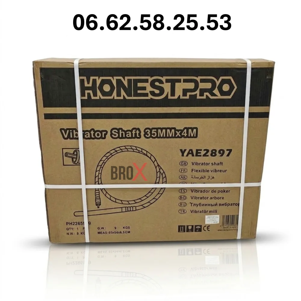 Flexible Vibreur à Béton HONESTPRO YAE2897 (35mm x 4m)