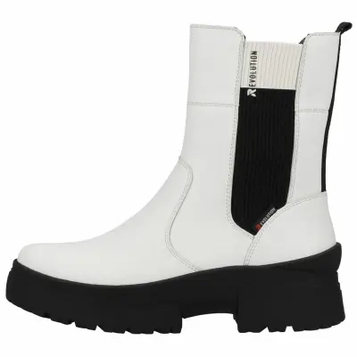 Bottines Femme Rieker Revolution Blanches en Cuir – Semelle Crantée