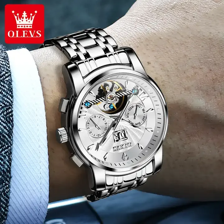 montre homme mouvment mécanique Olevs