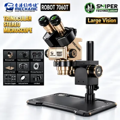 TRINOCULAR STEREO MICROSCOPE MECHANIC  ROBOT 7060T